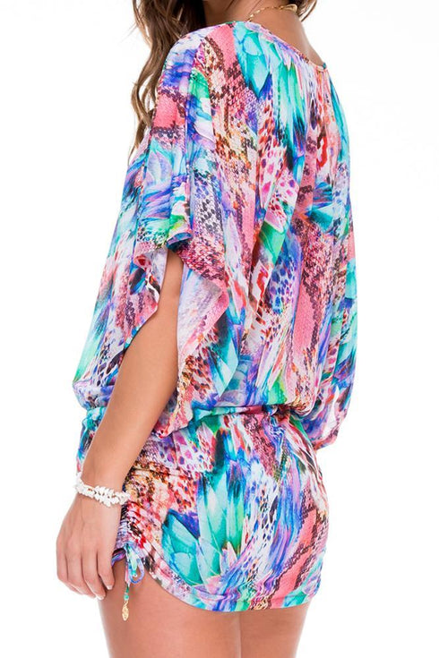 Luli Fama Gorgeous Chaos Cabana V-Neck Dress